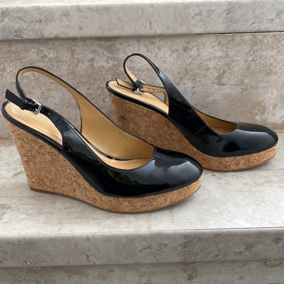 Nine West Patent Round Toe Platform Wedges Cheyanne - Picture 5 of 8